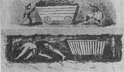 「Fig 7 Labor Conditions in Coal Mines, 19th Century: from Report of the Children's Employment Commission, on Mines and Collieries, 1842. 図7 炭坑における労働条件、19世紀:「鉱山、炭坑における児童雇用委員会報告」ロンドン、1842から」のキャプション付きの図