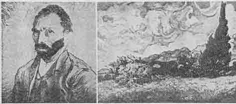 「Fig 35 Self Portrait(left) & Landscape(right) by Van Gogh. 図35 ファン・ゴッホの作品:自画像(左)、風景画(右)」のキャプション付きの図